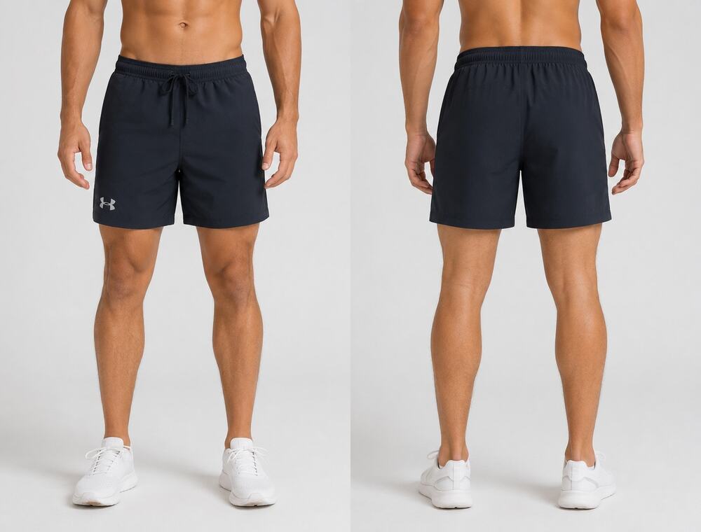 Under Armour lined Black Athletic Training Shorts 8" Inseam Drawstring Pockets L